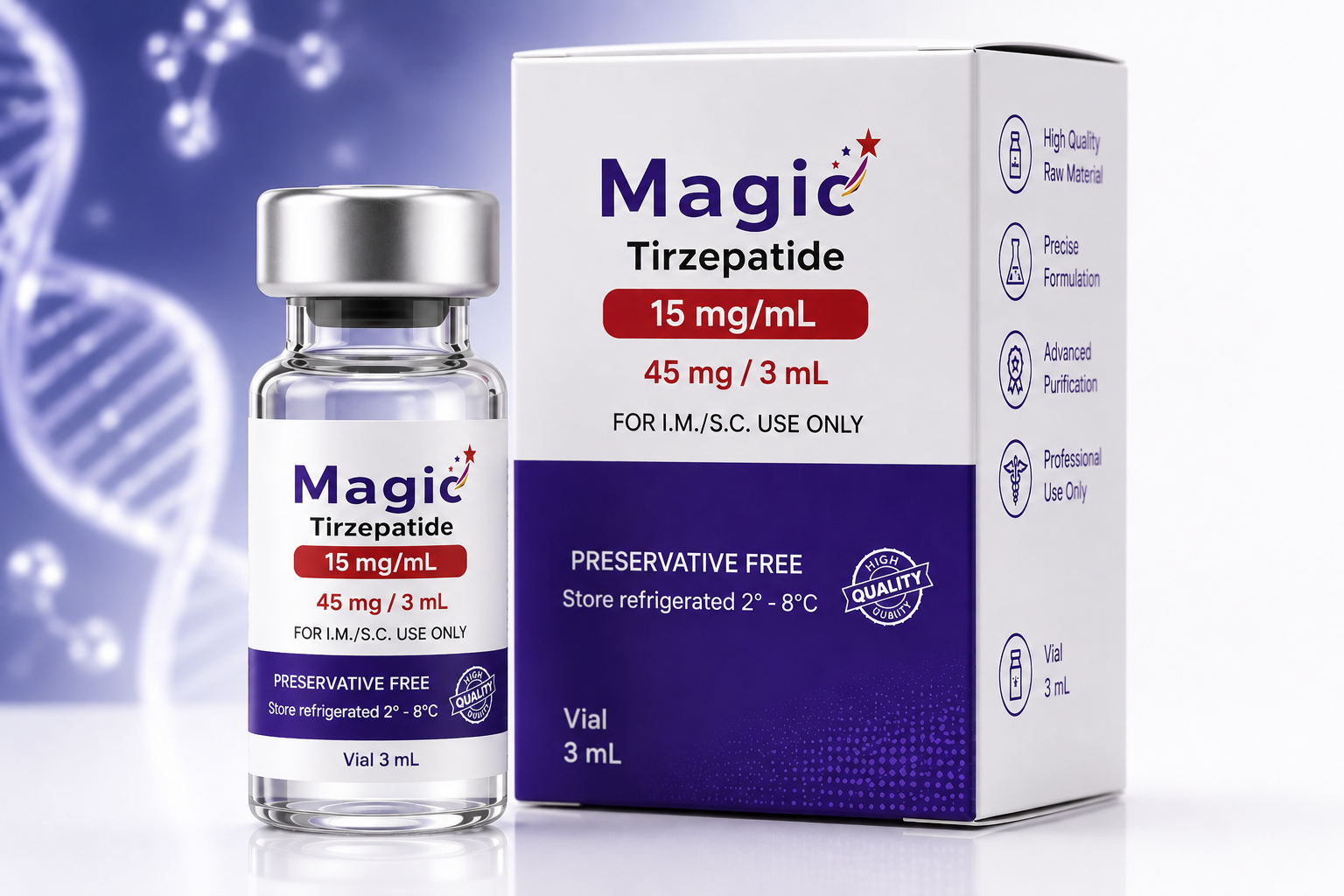 MAGIC Tirzepatide 15 mg/mL vial